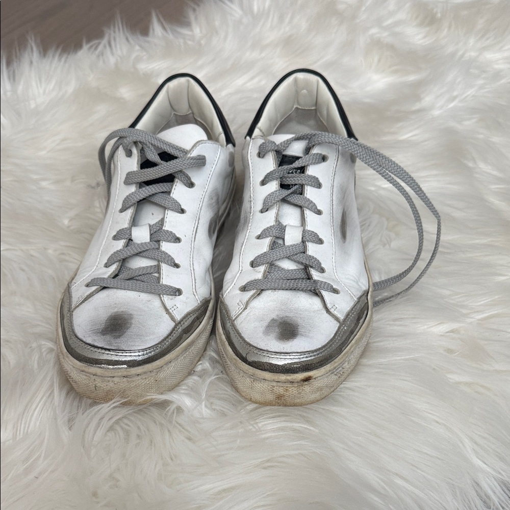 White and Silver Sneakers